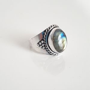 Labradorite .925 Sterling Silver Plated Ring